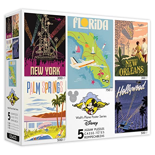 Ceaco Walt's Plane Posters 300-piece puzzle closeup shows vibrant colors for focused solving