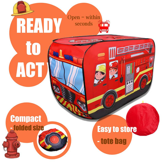 Cecailin fire truck tent spacious interior supports multiple kids during pretend missions