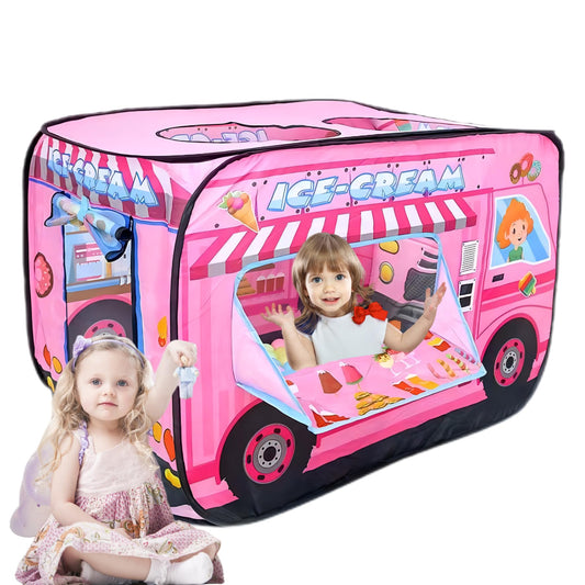 Cecailin ice cream truck tent front view showing bright play space