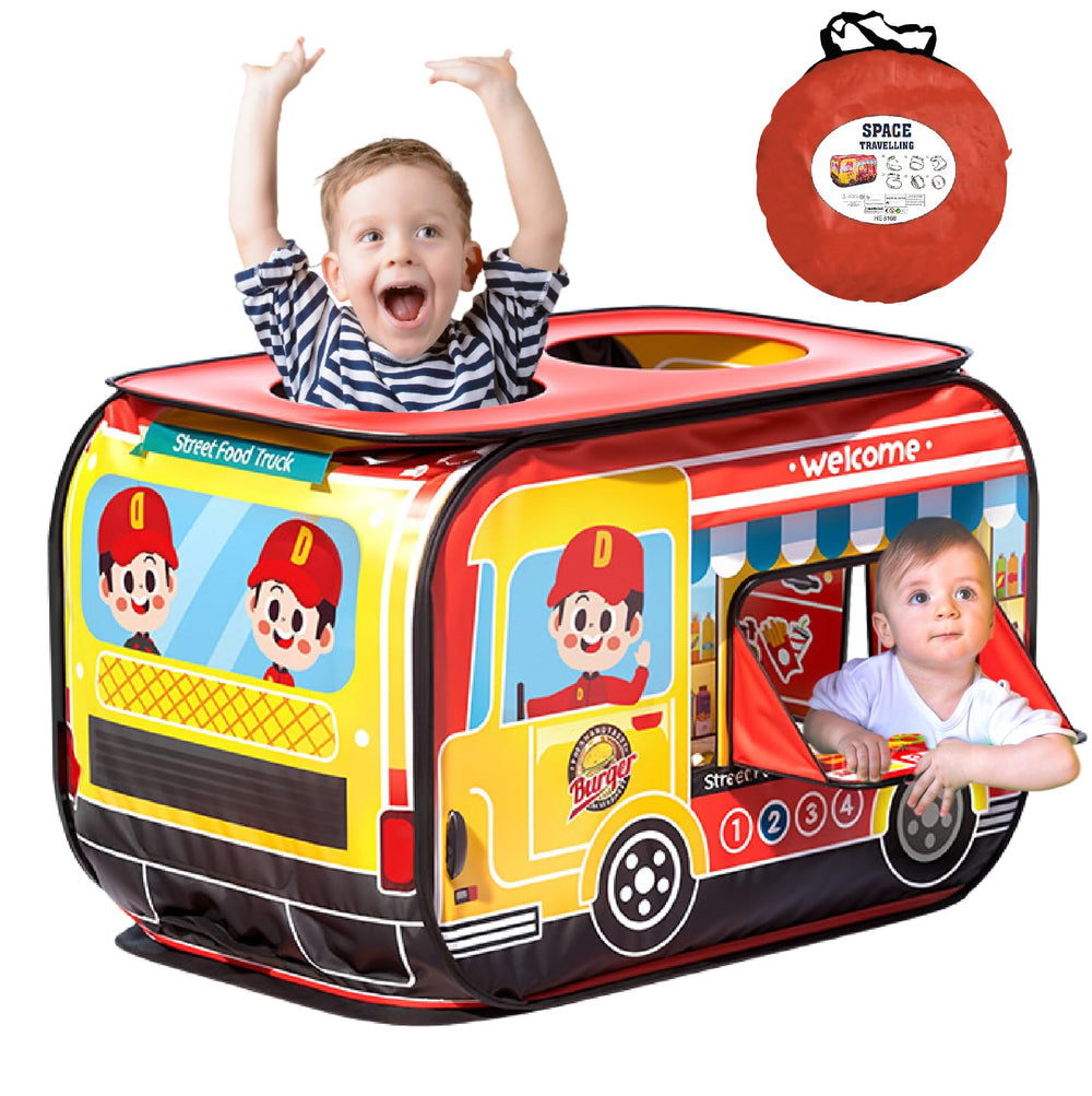 Cecailin pop up kids food truck tent with burger design, inviting imaginative play.