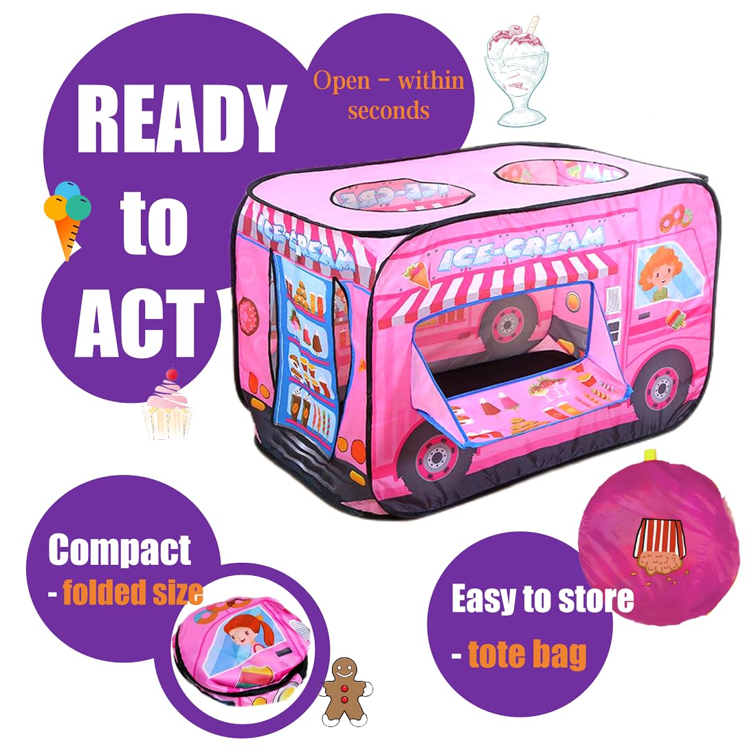 Cecailin pop-up tent for kids inside view of interior space