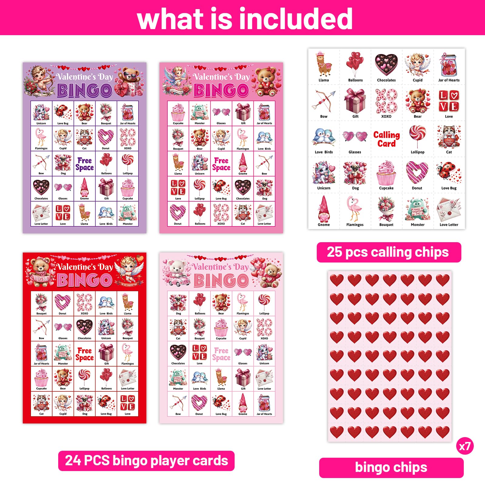 Ceiba Tree heart-shaped markers accompany Valentines Bingo for engaging, tactile play.