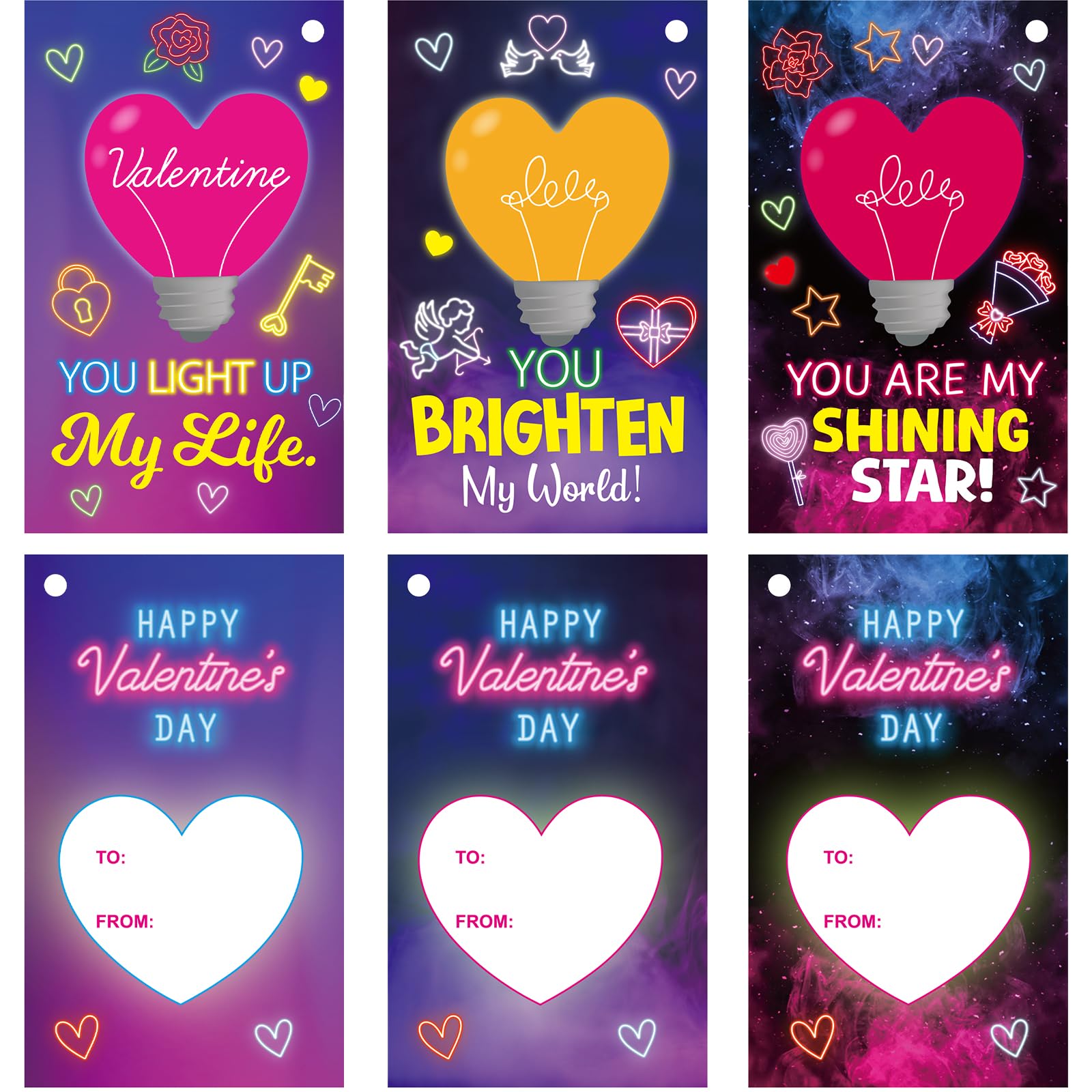 Ceiba Tree Valentines Card Design Neon for kid-friendly classroom greetings.
