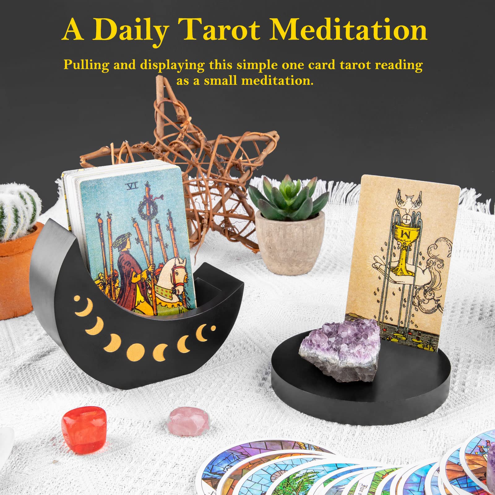 Ceiner tarot deck display box enhances altar decor and daily ritual ambiance.