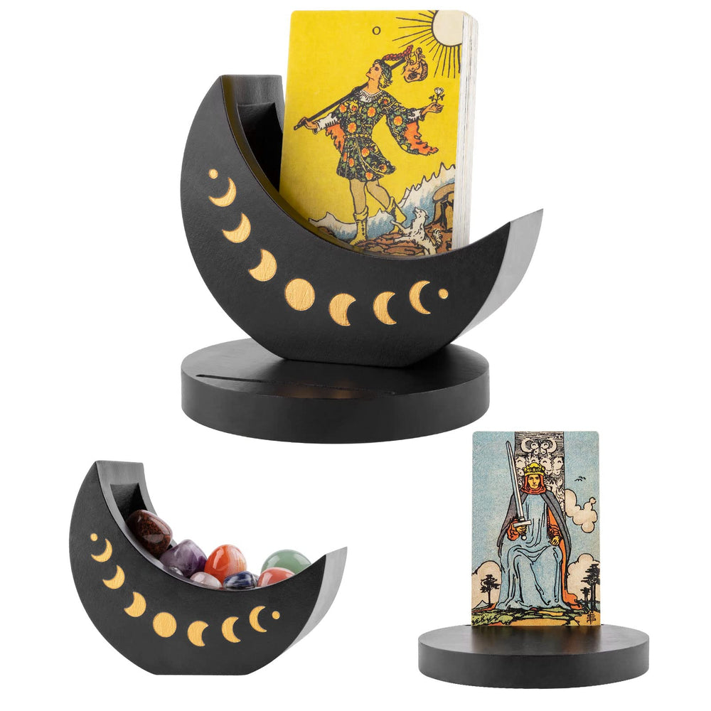 Ceiner tarot deck display box with moon phase stand showcases your cards beautifully for readings.