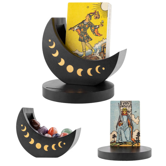 Ceiner tarot deck display box with moon phase stand showcases your cards beautifully for readings.
