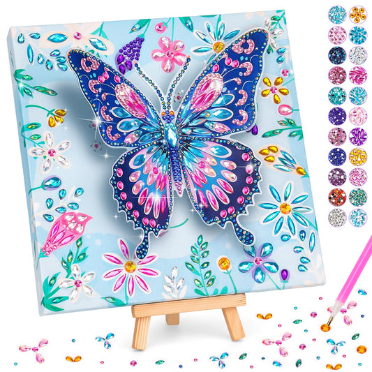Celecstan diamond art kit butterfly canvas with frame for kid room decor