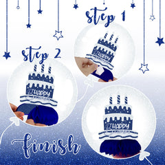 Celee chic blue and silver party decor with stars and balloons for celebrations.
