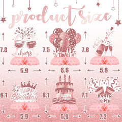Celee pink rose gold birthday card complements honeycomb decor for cohesive celebration.