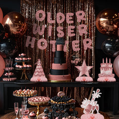 Celee stars and cake motifs inspire cheerful party vibes for milestones.