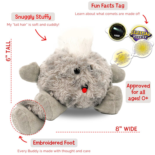 Celestial Buddies Comet Buddy embroidered features on a kid-friendly plush.