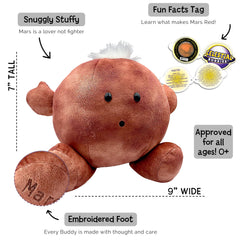 Celestial Buddies Mars Buddy polar ice cap hair adds visual authenticity for kids.