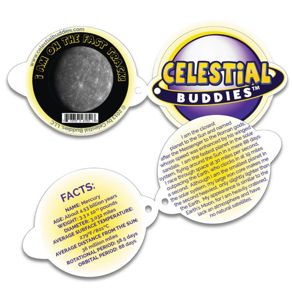 Gift-ready Celestial Buddies Mercury Buddy ideal for classrooms and birthdays.