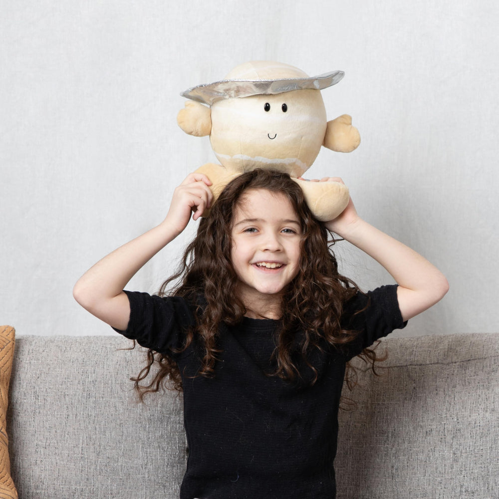 Celestial Buddies Saturn Buddy educational tag shares orbit facts for curious learners