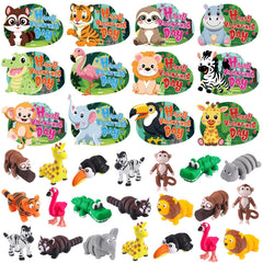 Celltestria 24pc valentines forest animals figures in bright colors for kids.