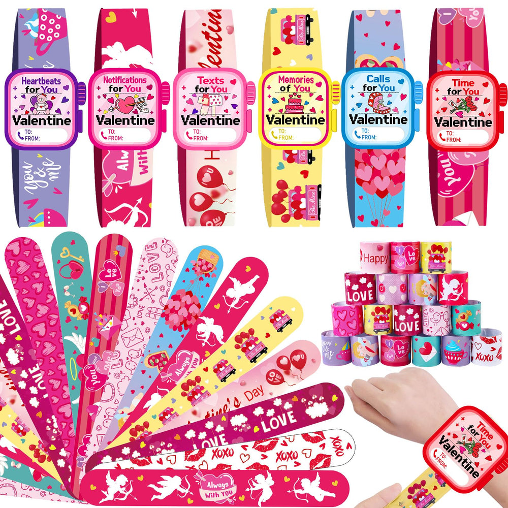 Celltestria Valentine slap bracelets 24-pack, ideal for classroom gift exchanges