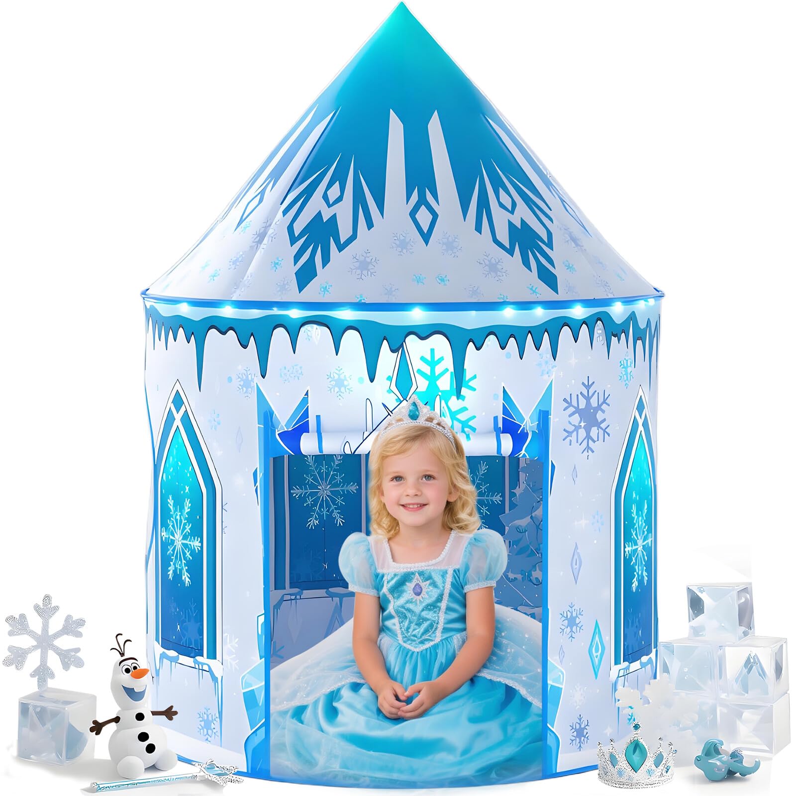 Celontry Girls Frozen Play Tent blue castle entrance for imaginative playtime