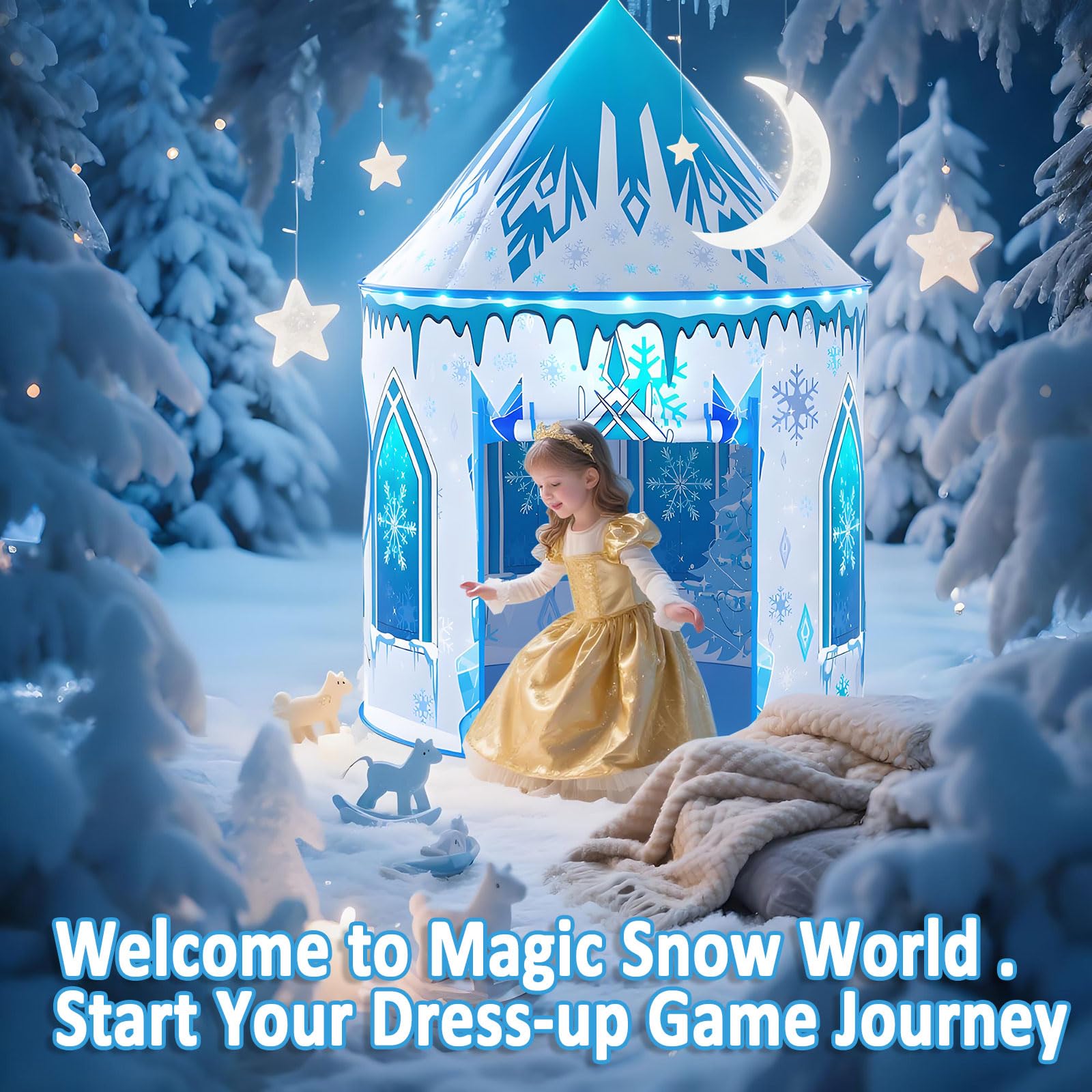 Celontry Frozen Play Tent blue with durable materials for lasting use