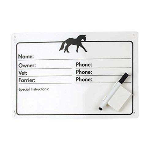 Centaur stall plaque with dry erase surface for quick updates in the stable.