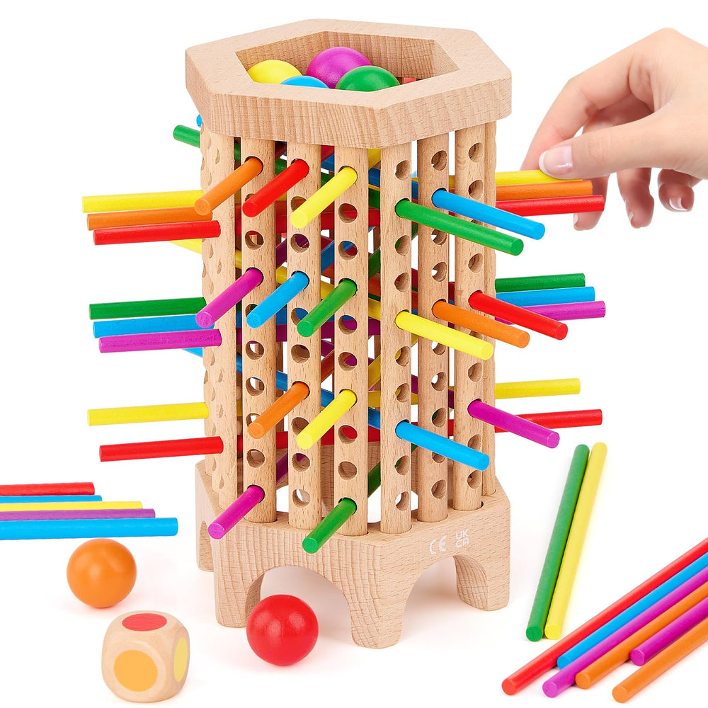 Centtechi Montessori wooden board game with Pisa-inspired layout for family play.