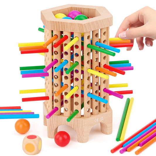 Centtechi Montessori wooden board game with Pisa-inspired layout for family play.