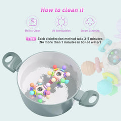 Travel-friendly Cerberus teether fits crib, stroller, car seat