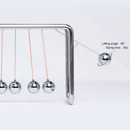 CERROPI Newtons Cradle side view showing smooth motion for science learning.