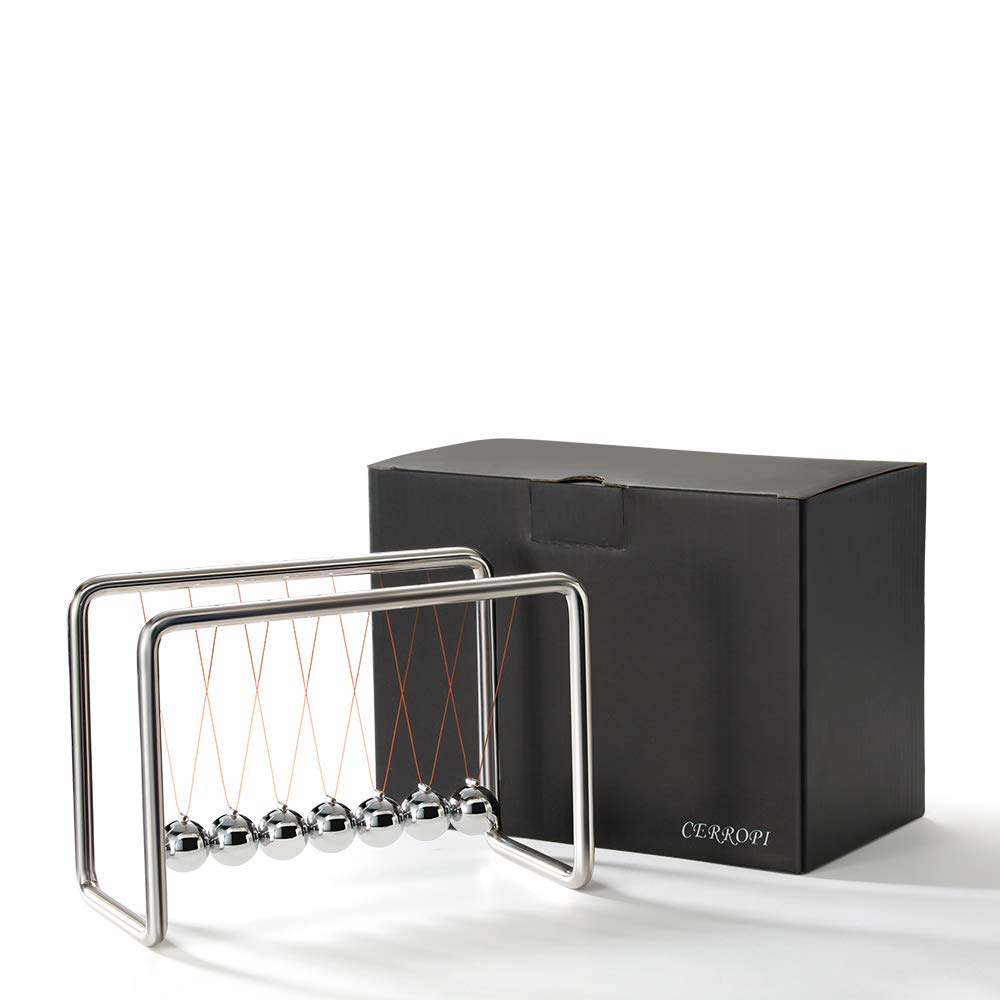 CERROPI Newtons Cradle on a desk setup as a conversation starter.
