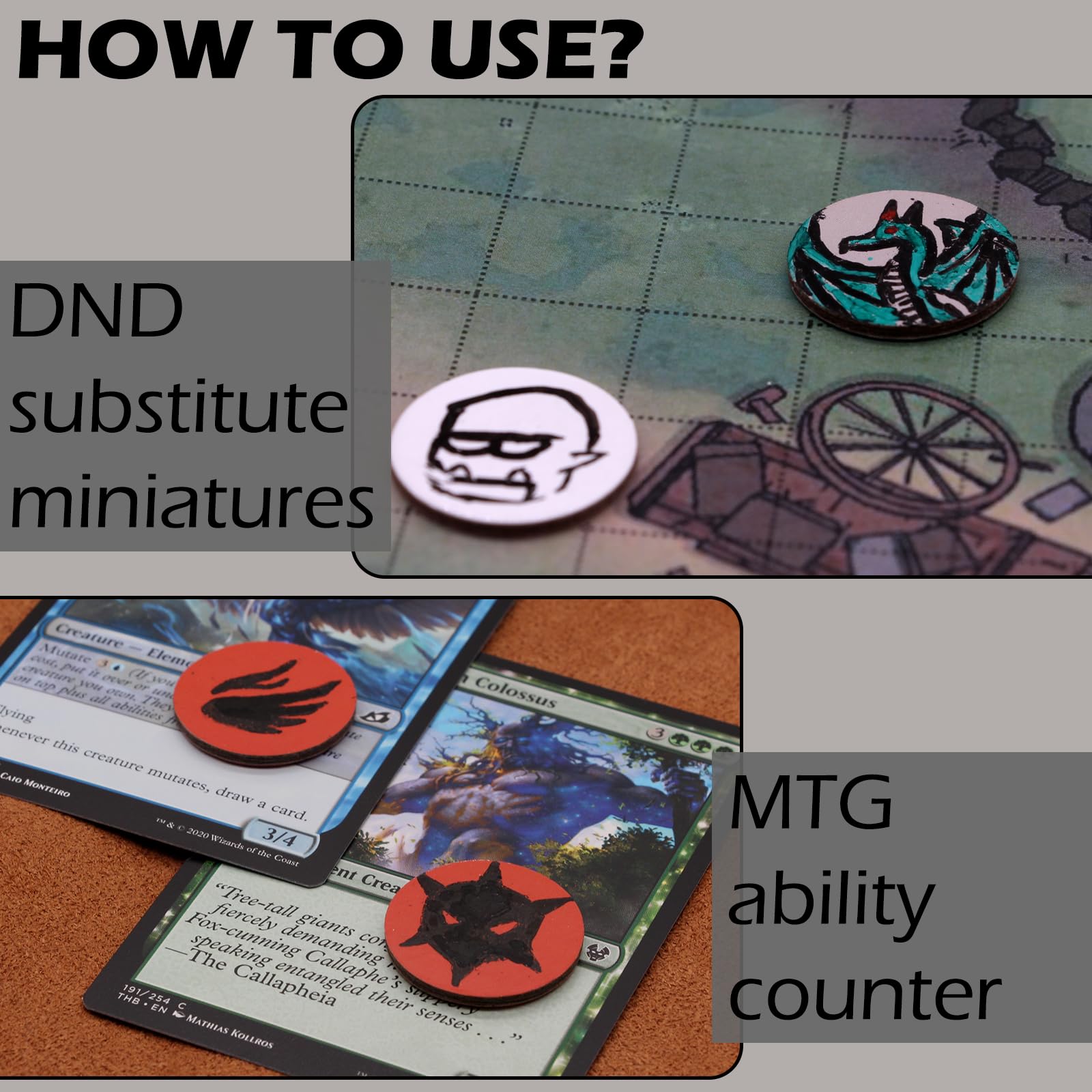 1-inch tokens are easy to handle and stack