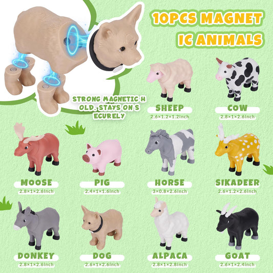 Cessfle magnetic farm animals closeup, sturdy magnets support hands-on exploration