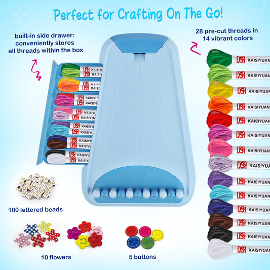 CEUCAL bracelet kit side drawer stores threads and beads for portable crafting