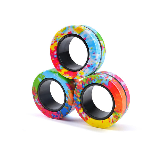 Cevioce 3pcs magnetic rings fidget toy set for focus and stress relief.