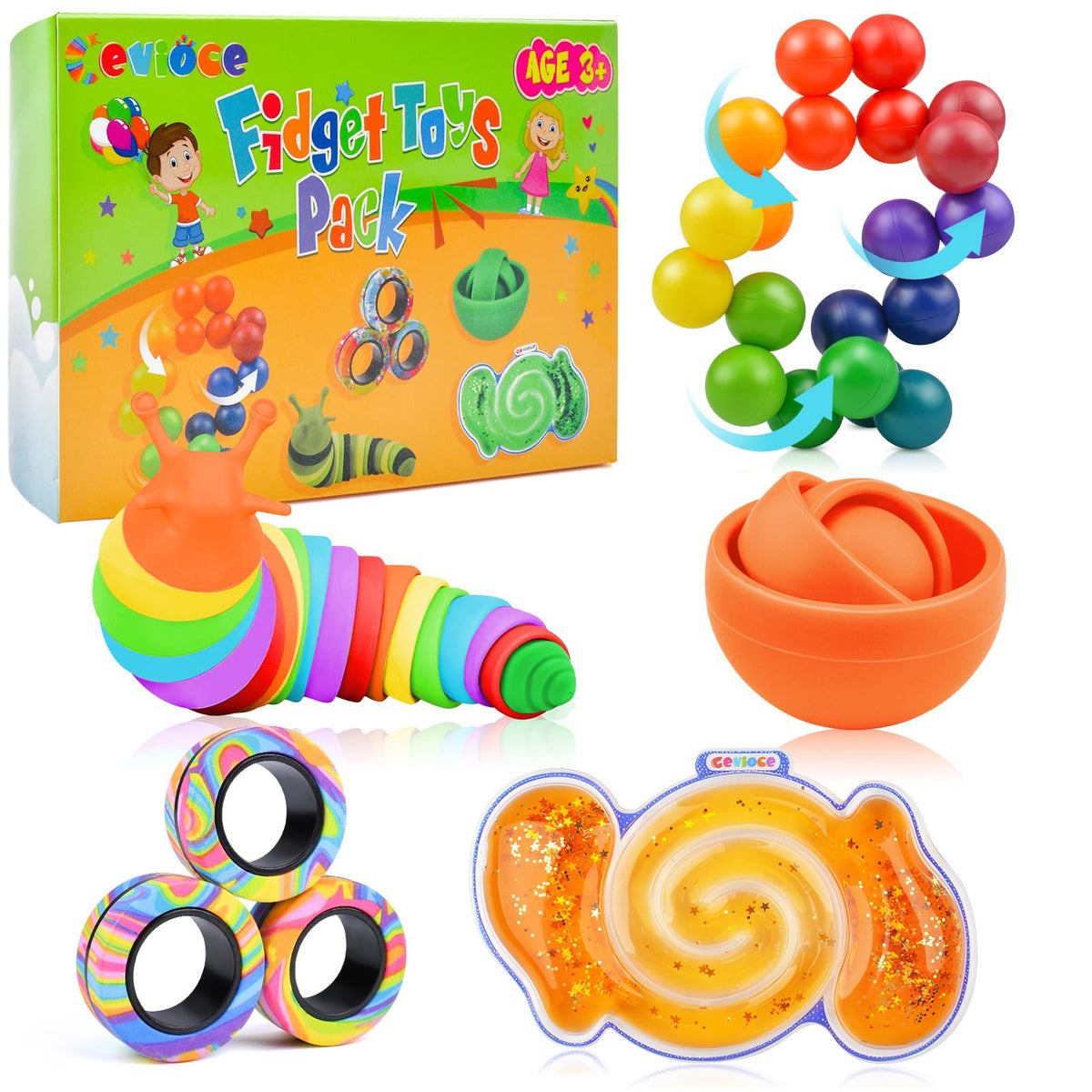Cevioce 5Pcs Fidget Toys Pack offers varied sensory tools for focus and calm.