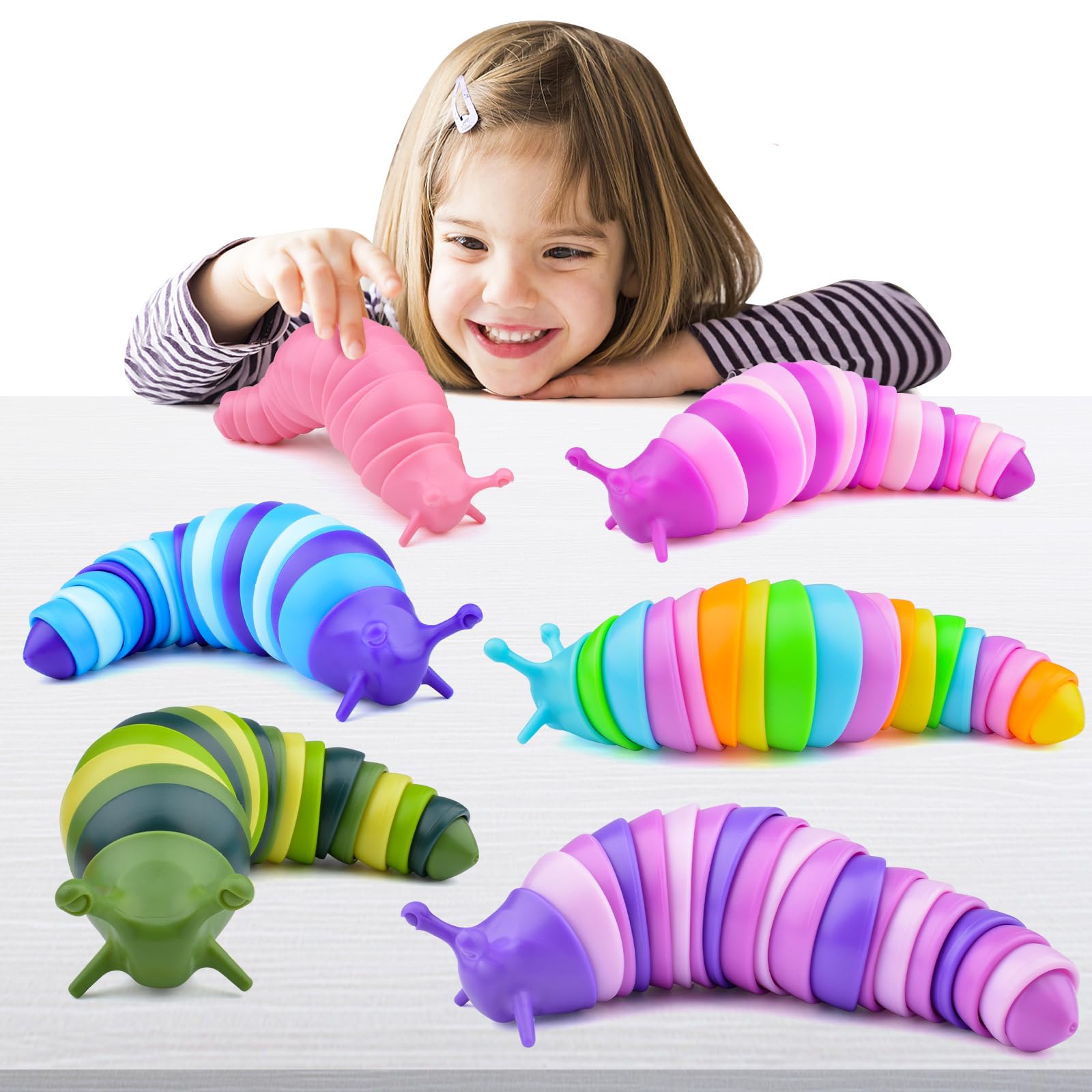 Cevioce 6-sensory slug fidget toy in blue for stress relief and focus.