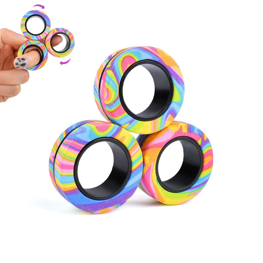 Cevioce 9Pcs magnetic rings set, compact fidget pack for focus and calm on the go