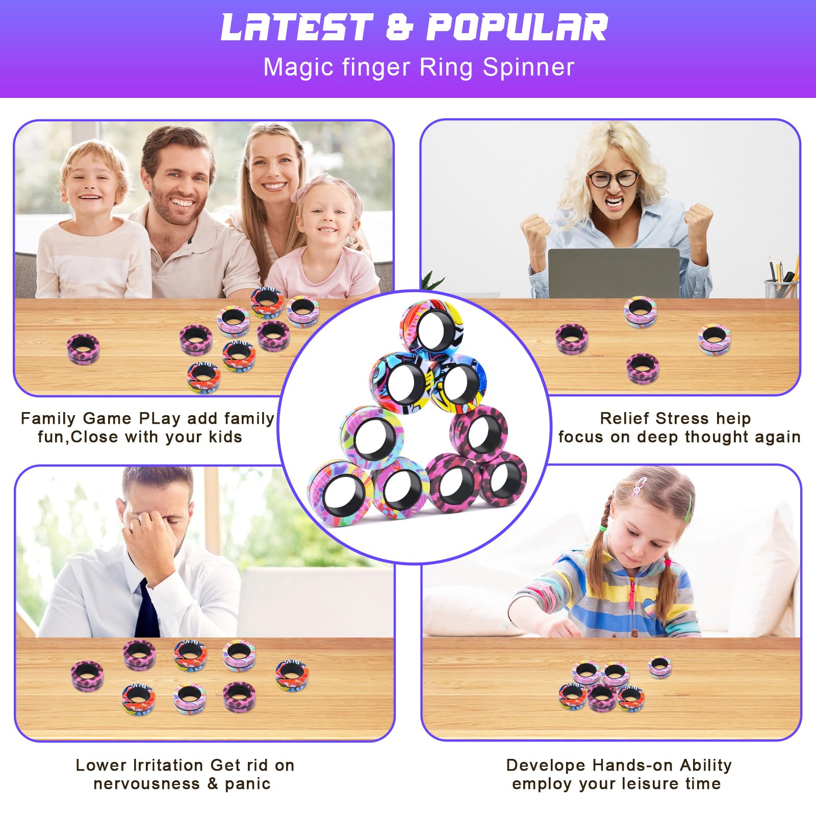 Cevioce desk arrangement showing compact dexterity practice with rings.