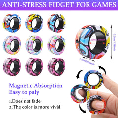 Cevioce 9Pcs rings travel-ready, ideal for on-the-go calm and distraction management.