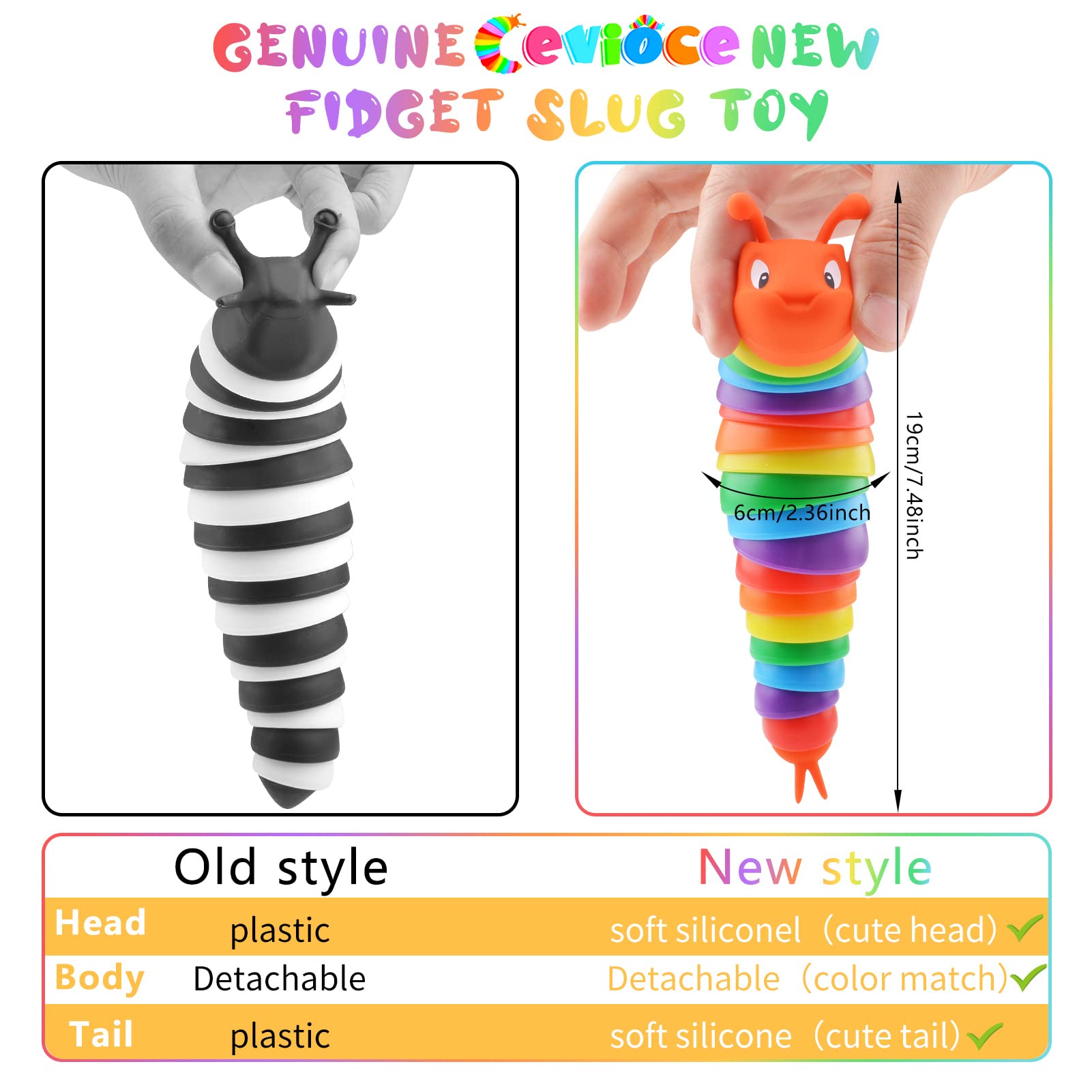 Cevioce fidget slug toy 3-pack offers versatile sensory options for kids and adults.