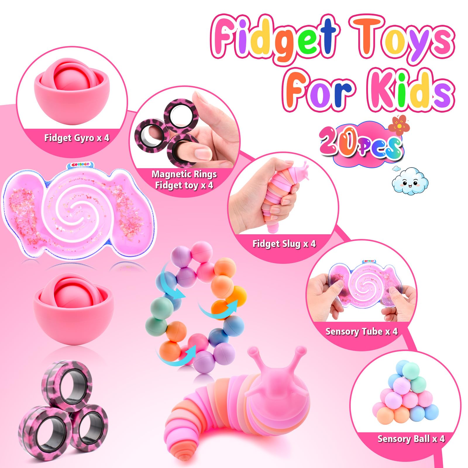 Cevioce slug fidget toy providing tactile engagement for sensory play