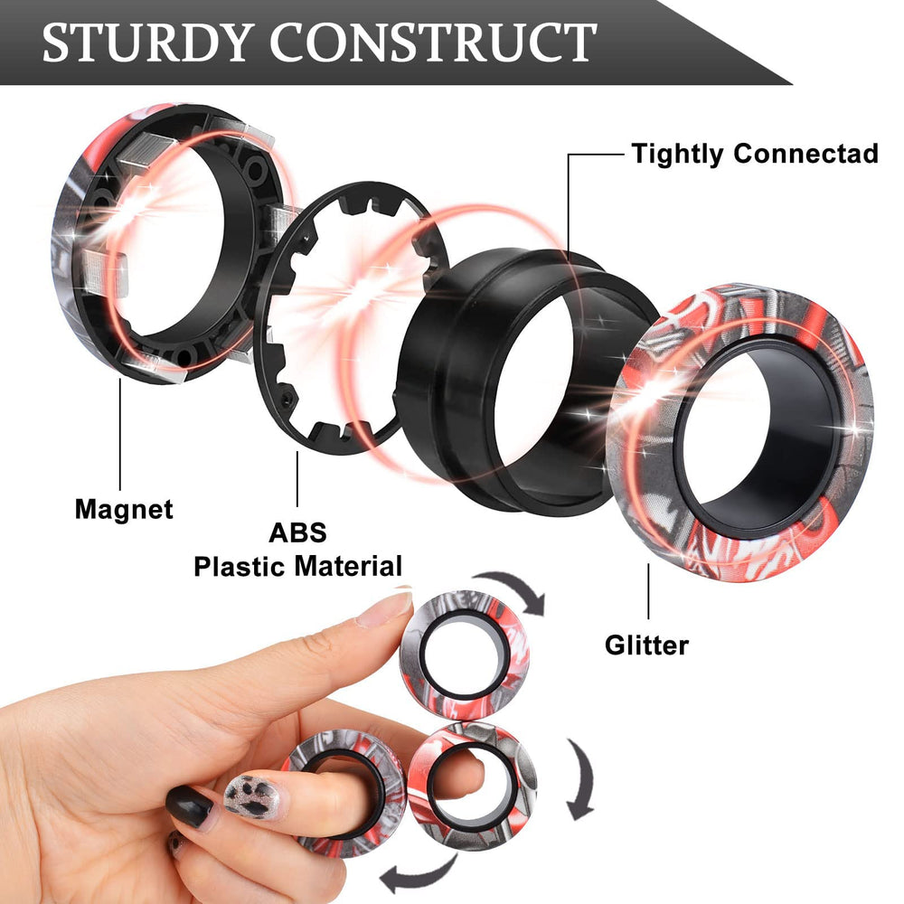 Cevioce magnetic rings closeup on hand highlights smooth, finger-friendly design.