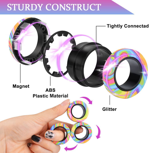 Cevioce rings fidget tricks in action, demonstrates anxiety relief and concentration.