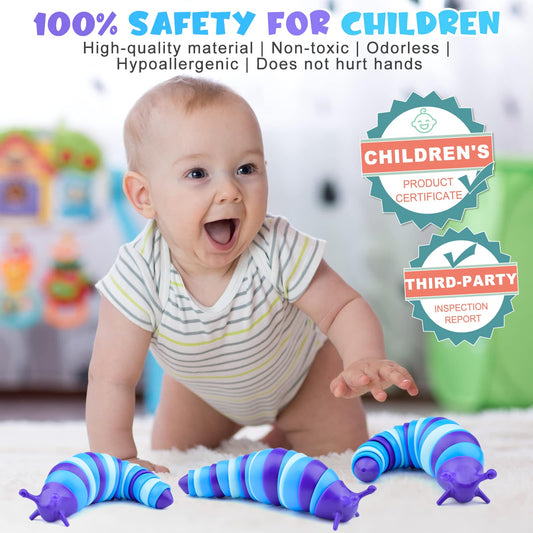 Cevioce Sensory Slug Toy close-up highlights a flexible body and smooth texture