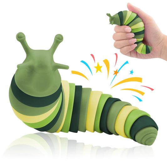 Cevioce Sensory Slug Green side view highlights compact stress relief on the go.