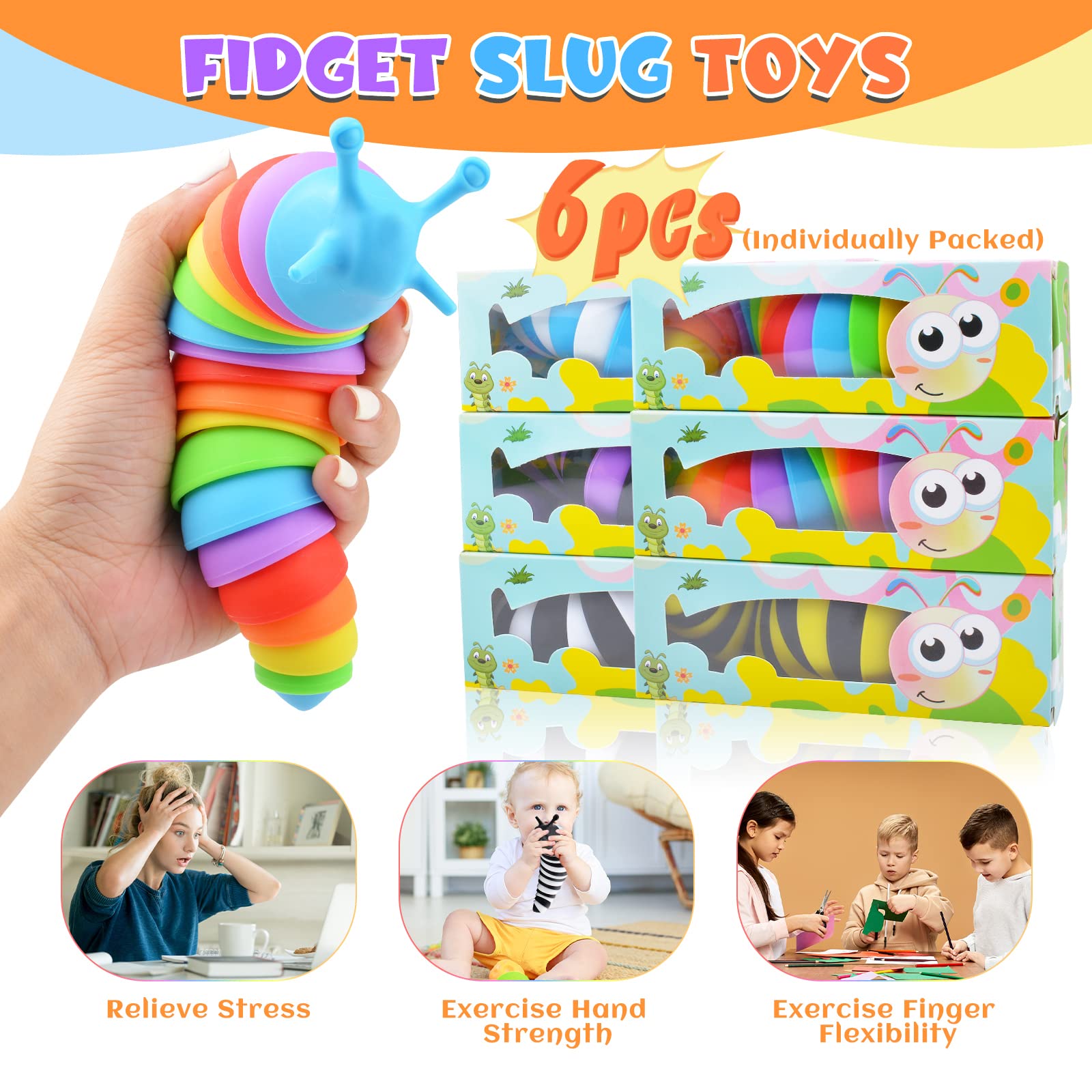 Cevioce Sensory Slug Toy, compact size for portable play anywhere.