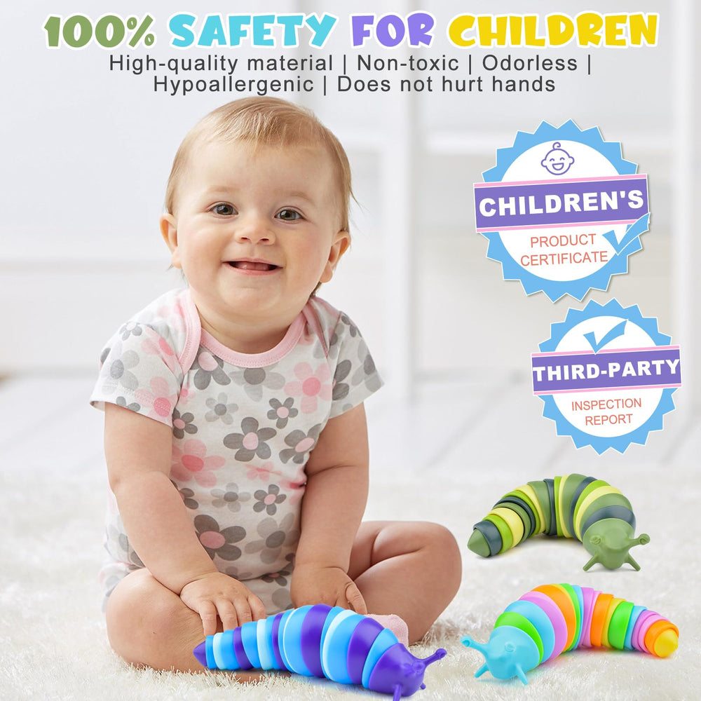 Cevioce slug toy in hand demonstrates dexterity and sensory engagement.