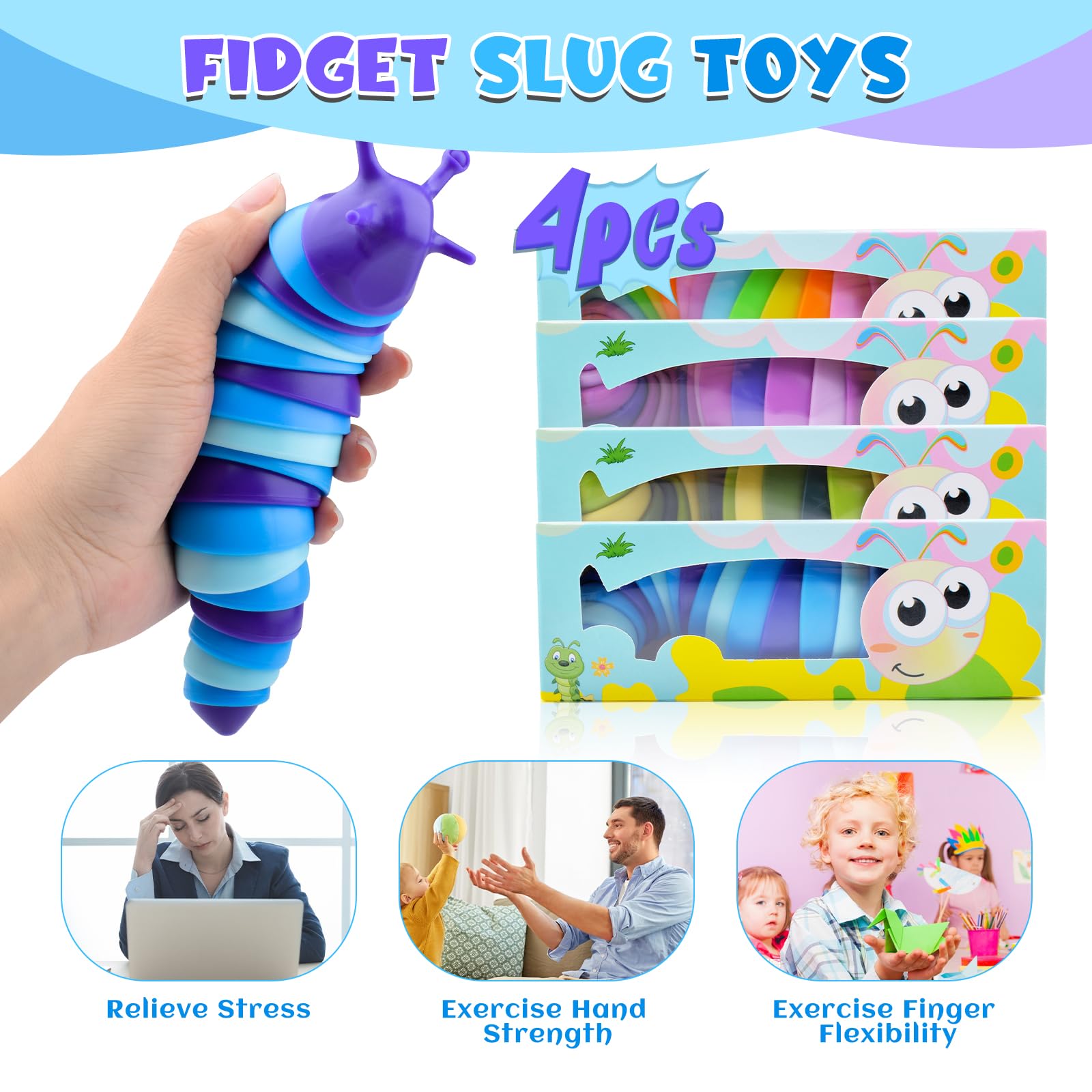 Cevioce Sensory Slug Toy on table demonstrates easy, moveable play