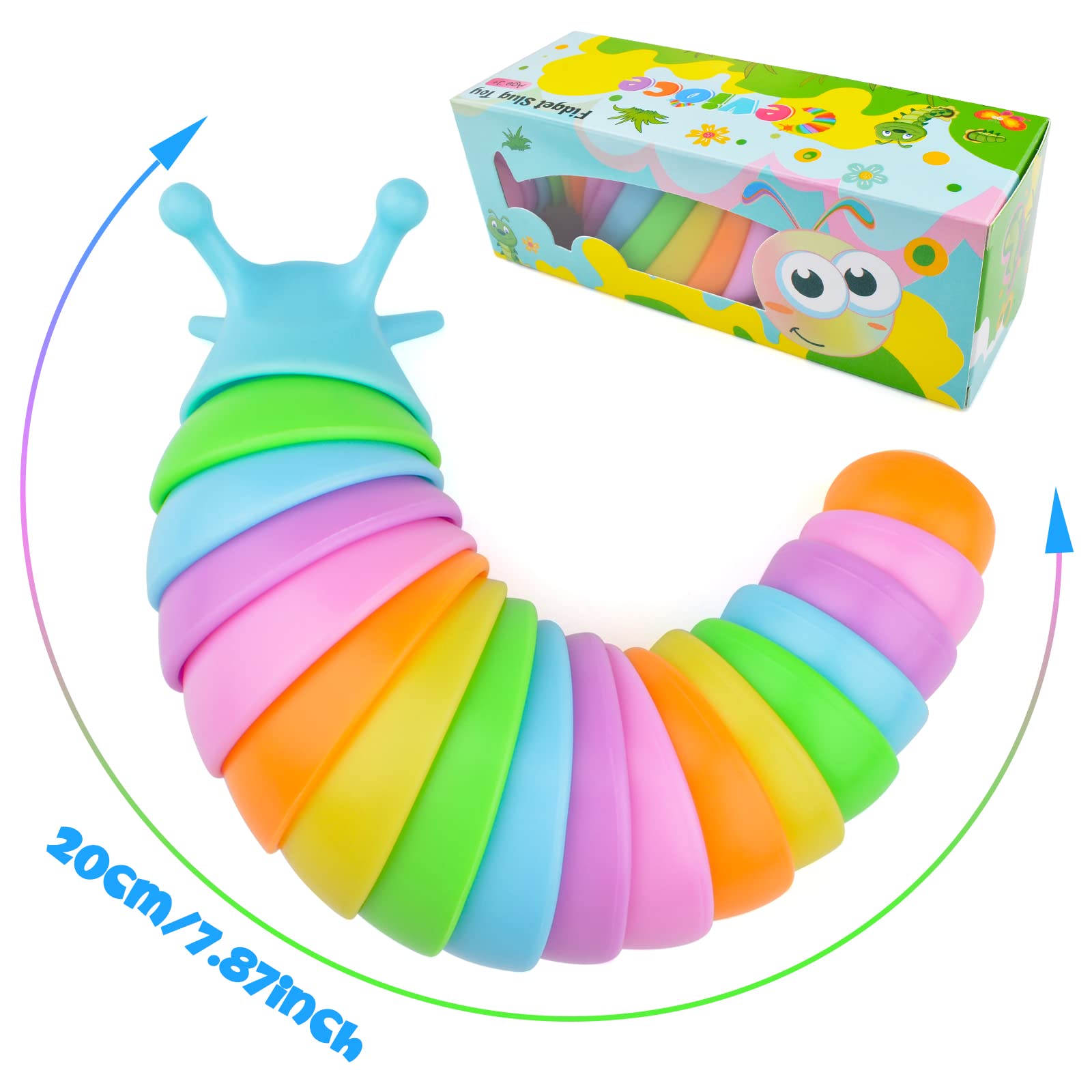 Cevioce Sensory Slug Toy wriggle movement highlights kinetic play for calm concentration.