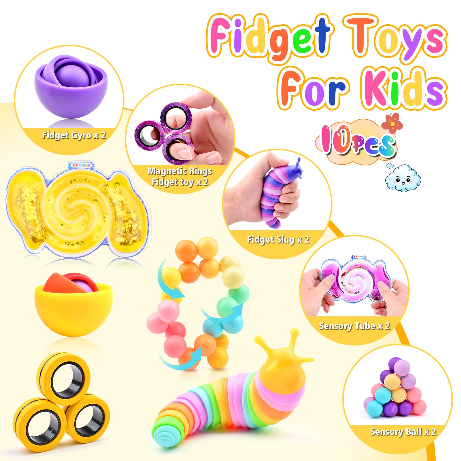 Cevioce slug fidget toy with tactile texture for anxiety relief.