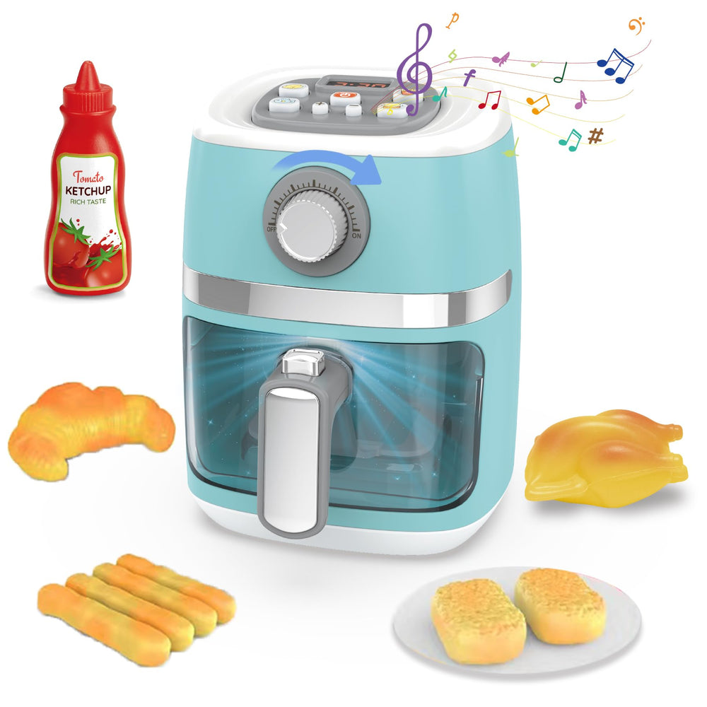 Cewuky toy air fryer playset with clear window for imaginative pretend cooking