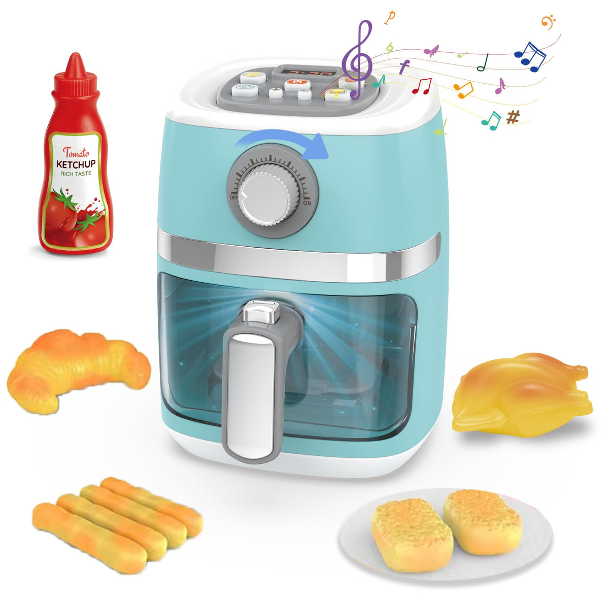 Cewuky toy air fryer playset with clear window for imaginative pretend cooking